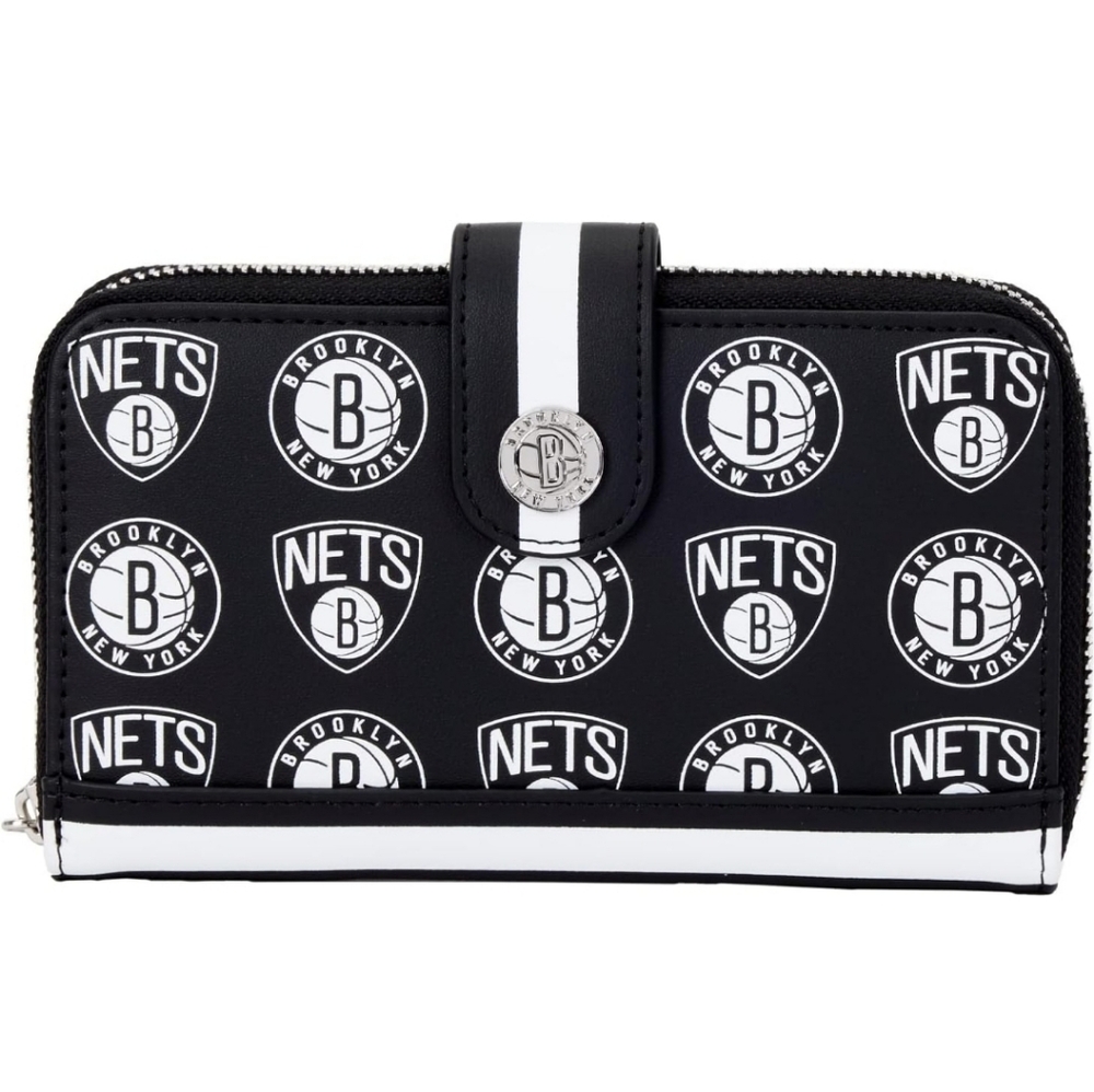NWT NBA Brooklyn Nets Loungefly Wallet Zip Around Snap Logo